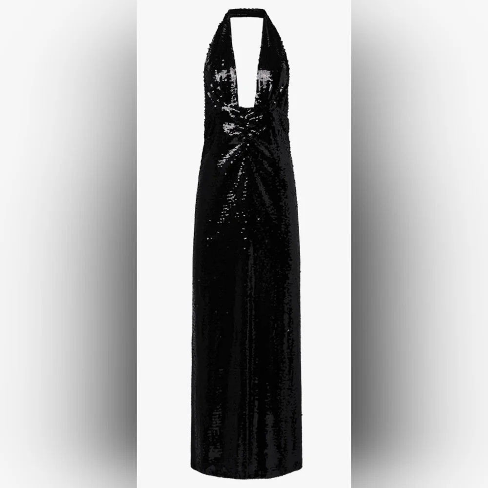 WeWoreWhat Backless Black Sequin Halter Maxi Dress, Women's Size 2